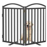 Malier Metal Freestanding Dog Gate, Black, 2 Panels, 40
