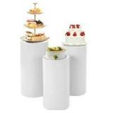 3 PCs Cylinder Pedestal Stands, White