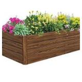 Galvanized Raised Garden Bed Planter Box-Brown