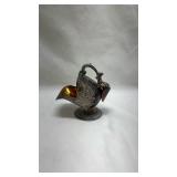 Vintage Raimond Silver Plate Sugar Scuttle with Gold Wash and Scoop