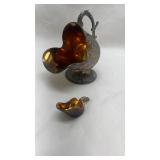 Vintage Raimond Silver Plate Sugar Scuttle with Gold Wash and Scoop