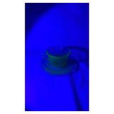 Depression Era Green Uranium Glass Tea Cup and Saucer Set