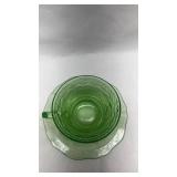 Depression Era Green Uranium Glass Tea Cup and Saucer Set