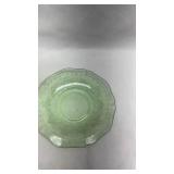 Depression Era Green Uranium Glass Tea Cup and Saucer Set