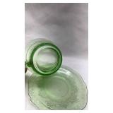 Depression Era Green Uranium Glass Tea Cup and Saucer Set