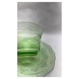 Depression Era Green Uranium Glass Tea Cup and Saucer Set