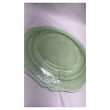 Depression Era Green Uranium Glass Dinner Plate