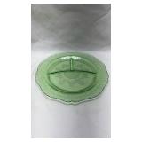 Depression Era Green Uranium Glass Divided Plate