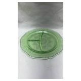 Depression Era Green Uranium Glass Divided Plate