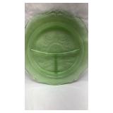 Depression Era Green Uranium Glass Divided Plate