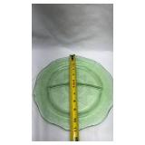 Depression Era Green Uranium Glass Divided Plate