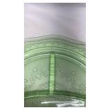 Depression Era Green Uranium Glass Divided Plate