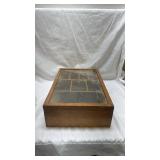 Wooden Display Case with Glass Top