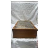 Wooden Display Case with Glass Top