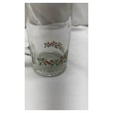 Holiday Holly Pattern Glass Beer Stein