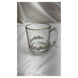 Holiday Holly Glass Punch Cups Set of 15