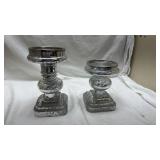 Mercury Glass Candlesticks with Square Base