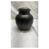Traditional Black Clay Storage Jar with Lid