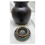 Traditional Black Clay Storage Jar with Lid