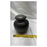 Traditional Black Clay Storage Jar with Lid