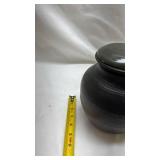 Traditional Black Clay Storage Jar with Lid