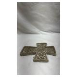 Decorative Metal Cross with Scrollwork Design