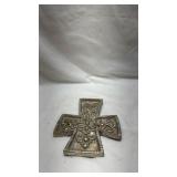 Decorative Metal Cross with Scrollwork Design