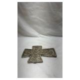 Decorative Metal Cross with Scrollwork Design