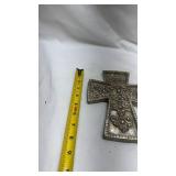 Decorative Metal Cross with Scrollwork Design