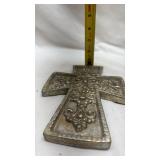 Decorative Metal Cross with Scrollwork Design
