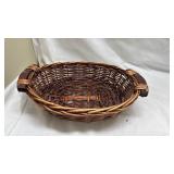Handwoven Brown Wicker Bowl with Handles