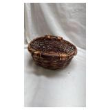 Handwoven Brown Wicker Bowl with Handles