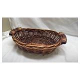 Handwoven Brown Wicker Bowl with Handles