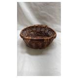Handwoven Brown Wicker Bowl with Handles