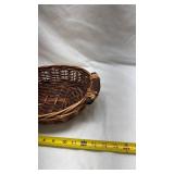 Handwoven Brown Wicker Bowl with Handles