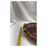 Handwoven Brown Wicker Bowl with Handles