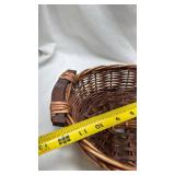 Handwoven Brown Wicker Bowl with Handles