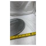 Round Silver Serving Platter with Ornate Border