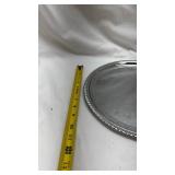 Round Silver Serving Platter with Ornate Border