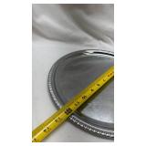 Round Silver Serving Platter with Ornate Border