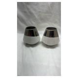 Modern White and Chrome Decorative Vases - Set of 2