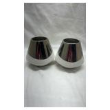 Modern White and Chrome Decorative Vases - Set of 2