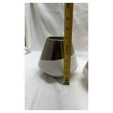 Modern White and Chrome Decorative Vases - Set of 2
