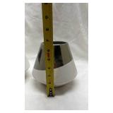 Modern White and Chrome Decorative Vases - Set of 2