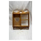 Wooden Heart Cutout Wall Shelf with Hooks