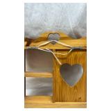 Wooden Heart Cutout Wall Shelf with Hooks