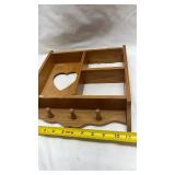 Wooden Heart Cutout Wall Shelf with Hooks