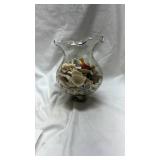 Clear Glass Vase with Seashell Collection