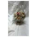 Clear Glass Vase with Seashell Collection