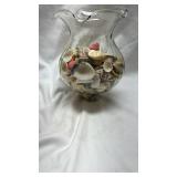 Clear Glass Vase with Seashell Collection